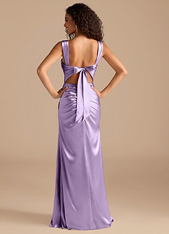 Azazie Jesaphine Bridesmaid Dresses Lilac Sheath Bow Metallic Satin Dress image4