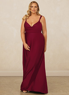 Christian Siriano Bridal for Azazie 1001 Brautjungfernkleider A-Linie Herzausschnitt Stretch-Satin Kleid Burgunderrot image15