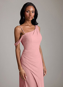 Azazie Madelyn Bridesmaid Dresses Dusty Rose Mermaid One Shoulder Chiffon Convertible Dress image3
