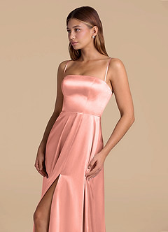 Azazie Wren Abiti da Damigella Abito A-Line in Raso Metallizzato Senza Cinturino Rosetta image6