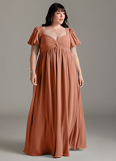 Azazie Madisynn Maternity Bridesmaid Dresses Bow Chiffon Floor-Length Dress image5