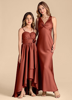 Azazie Catalina Junior Klänning av A-Line i Stretch Satin Sweetheart halsringning image3