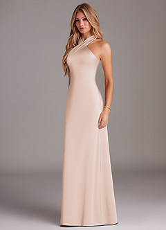 Azazie Doretta Bridesmaid Dresses Blushing Pink Mermaid Pleated Stretch Satin Dress image4