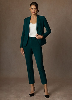 front Whitney Pine Structured Stretch Cropped Dress Pants