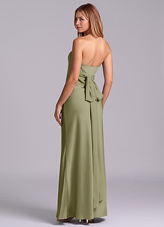 Azazie Ailanie Bridesmaid Dresses Pistachio Sheath Strapless Stretch Satin Dress image2