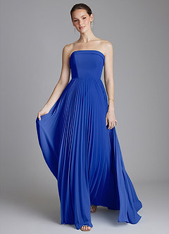 Azazie Mariana Bridesmaid Dresses Royal Blue A-Line Strapless Chiffon Dress image5