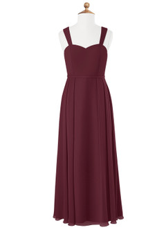 Azazie Simoan Junior Cabernet A-Line Sweetheart Neckline Chiffon Dress image4