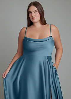Azazie Elle Bridesmaid Dresses Bermuda A-Line Pleated Stretch Satin Dress image10