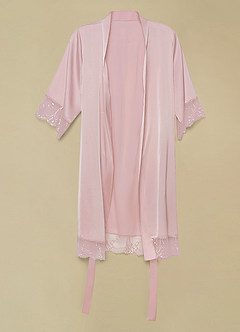 front Short Sleeve Vintage Satin Robe