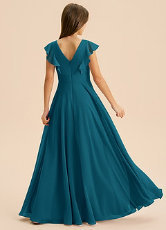 Azazie Anysa Junior Ink Blue A-Line Ruched Chiffon Dress image2