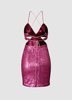 Sparkling Vision Fuchsia Sequin Cutout Mini Dress image7