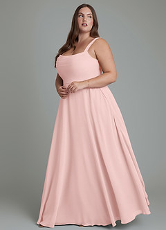 Azazie Shaude Bridesmaid Dresses Powder Pink A-Line Pleated Chiffon Dress image9
