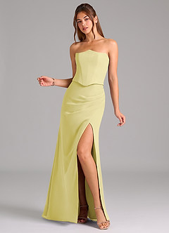 Azazie Jenine Brautjungfernkleider Meerjungfrau-Linie Schulterfrei Chiffon Kleid Zitronensorbet image3