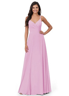 Azazie Lennon Bridesmaid Dresses Candy Pink A-Line Lace Chiffon Dress image5