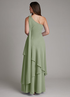 Azazie Monique Brautjungfernkleider A-Linie One-Shoulder Chiffon Kleid Pistazie image2