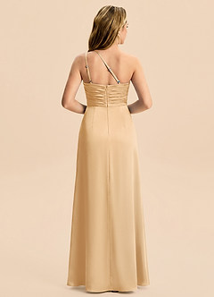 Azazie Eren Junior Robe Fourreau en Satin extensible Plissé Or image5