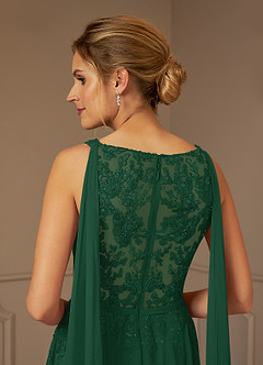 Azazie Joules Mère de la mariée Robes Robe Trapèze en Mousseline de soie Paillettes Vert Foncé image8
