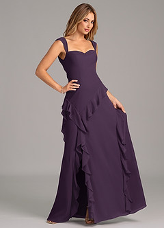Azazie Sloane Bridesmaid Dresses Plum A-Line Sweetheart Neckline Chiffon Dress image3