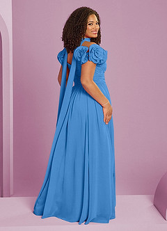 Barbie ♥ Azazie Brautjungfernkleider Wandelbar A-Linie Schulterfrei Chiffon Kleid Blauhäher image17