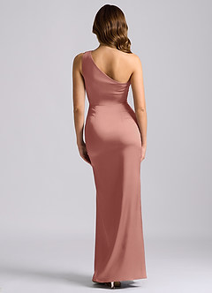Azazie Akilah Bridesmaid Dresses Rosette Mermaid One Shoulder Stretch Satin Dress image2