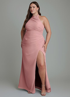 Azazie Jemma Bridesmaid Dresses Dusty Rose Sheath Pleated Chiffon Dress image7
