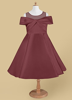 Azazie Shirin vestidos de niña de las flores Vestido de Rosa Del Desierto de Satin Mate de Acampanado con Vestidos sin tirantes image5