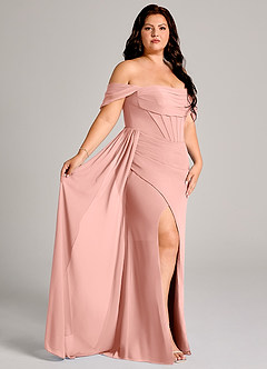 Azazie Amyra Vestidos de damas de honor Vestido de Rosetón de Gasa de Corte Recto Convertible con Vestidos sin tirantes image12