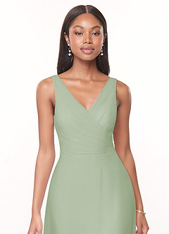 Azazie Nala Bridesmaid Dresses Dusty Sage A-Line Pleated Chiffon Dress image4