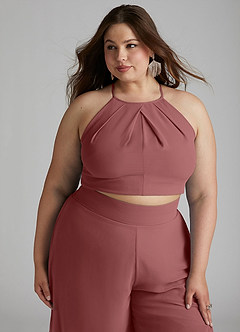 Azazie Kenzi Bridesmaid Dresses Amethyst Pleated Chiffon Jumpsuit image11