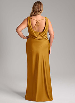 Azazie Rylina Bridesmaid Dresses Butterscotch Mermaid Stretch Satin Dress image8