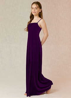 Azazie Solange Junior Grape A-Line Velvet Dress image3