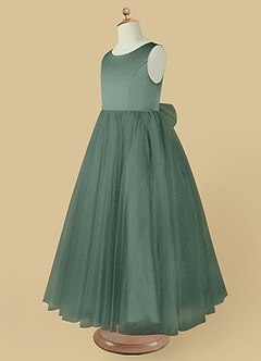 Azazie Muni Robe Demoiselle D'honneur Fillette Robe Trapèze en Tulle Arc Eucalyptus image4