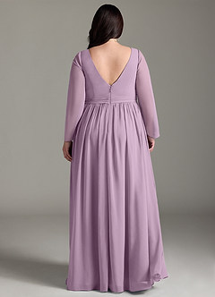 Azazie Teton Robes de demoiselle d'honneur de maternité Robe Trapèze Manche longue Longueur ras du sol Mousseline de soie image8