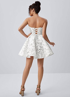 Mireille Weiß Trägerloses Minikleid aus floraler Spitze mit Korsett-Schnitt image7