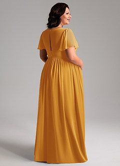 Azazie Verna Maternity Bridesmaid Dresses A-Line V-Neck Ruched Chiffon Floor-Length Dress image8
