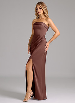 Azazie Aretha Bridesmaid Dresses Espresso A-Line Strapless Stretch Satin Convertible Dress image3