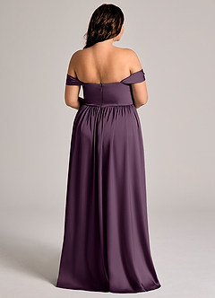 Azazie Calianna Bridesmaid Dresses Plum A-Line Off the Shoulder Stretch Satin Convertible Dress image7
