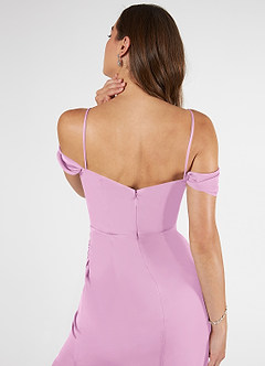 Azazie Kit Bridesmaid Dresses Candy Pink Mermaid Off the Shoulder Mesh Dress image8