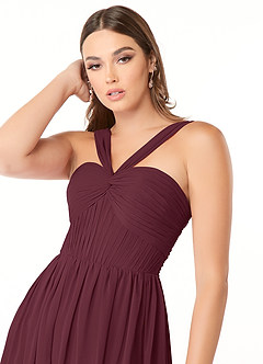 Azazie Dionne Bridesmaid Dresses Cabernet A-Line Corset Chiffon Dress image6