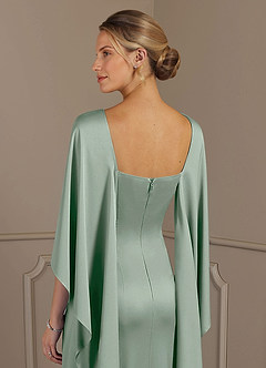Azazie Eli Mère de la mariée Robes Robe Fourreau en Satin extensible Col bateau Agave image6