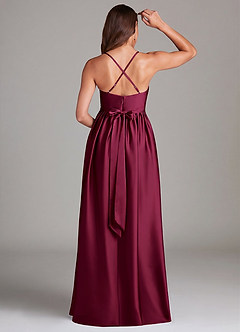 Azazie Llana Maternity Bridesmaid Dresses A-Line Stretch Satin Floor-Length Dress with Pockets image2