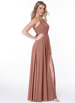 Azazie Evalleen Bridesmaid Dresses Cedar Rose A-Line Pleated Chiffon Dress image5