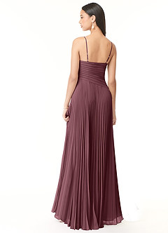 Azazie Vini Bridesmaid Dresses Sangria A-Line V-Neck Pleated Chiffon Dress image2