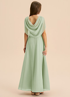 Azazie Lambie Junior Dusty Sage A-Line Pleated Chiffon Dress image1