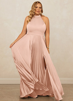 Christian Siriano Bridal for Azazie 1007 Robes de demoiselle d'honneur Robe Trapèze en Satin extensible Plissée Or Rose image12