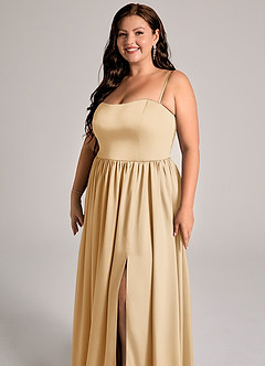 Azazie Calianna Bridesmaid Dresses Gold A-Line Off the Shoulder Stretch Satin Convertible Dress image11