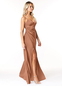 Azazie Marchella Brautjungfernkleider A-Linie Korsett Stretch-Satin Kleid Bronzer image5