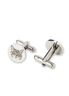 front Customizable Pet Portrait Rounded Metal Cuff Links