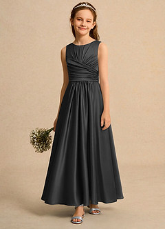 Azazie Ducky Girls Formal Flower Girl Klänningar Klä A-Line i Stretch Satin Plisserad image4