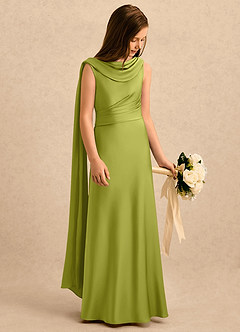 Azazie Sanah Girls Formal Flower Girl Klänningar Klänning A-Line i Stretch Satin Plisserad image1